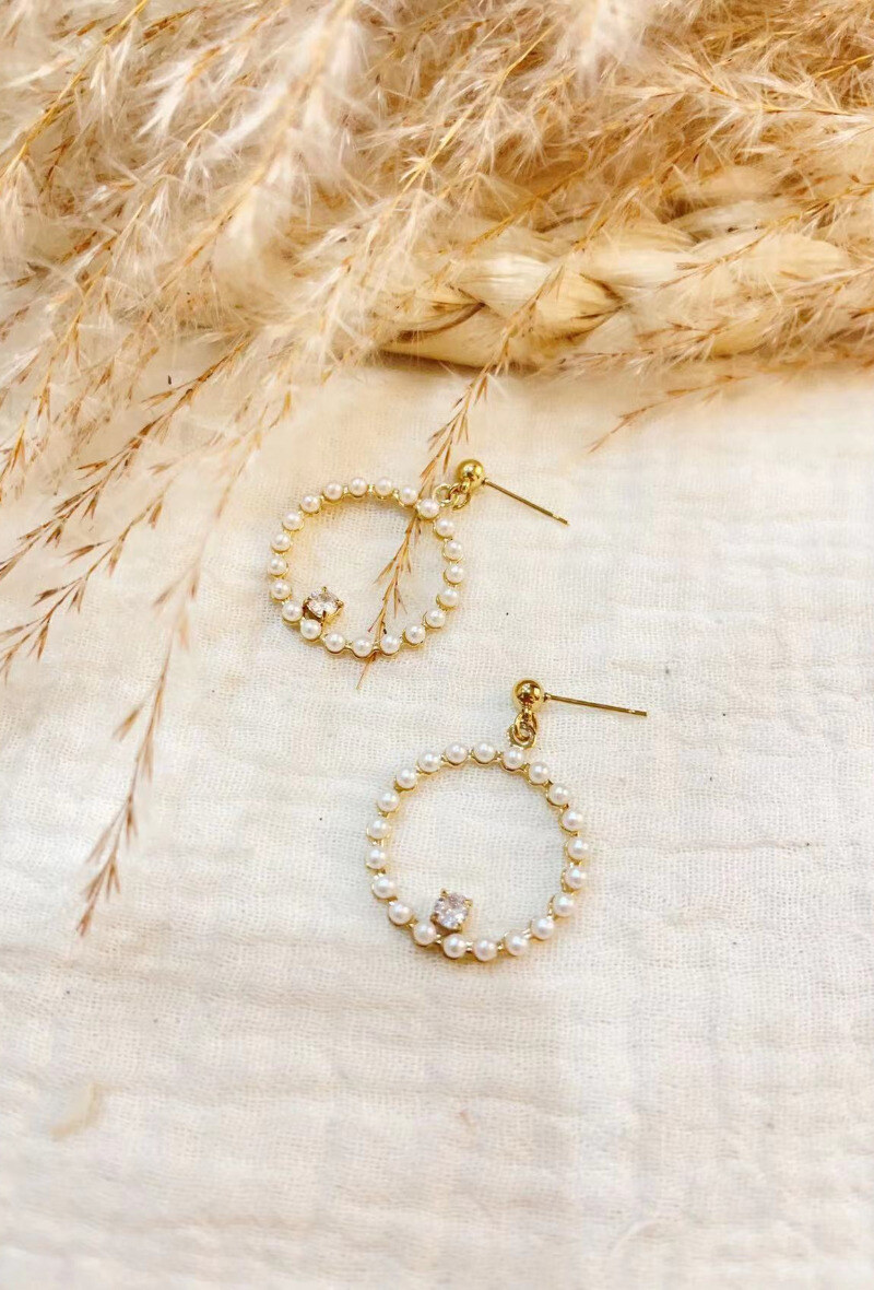 Mayorista Lolilota - Aro de perla nacarado con strass