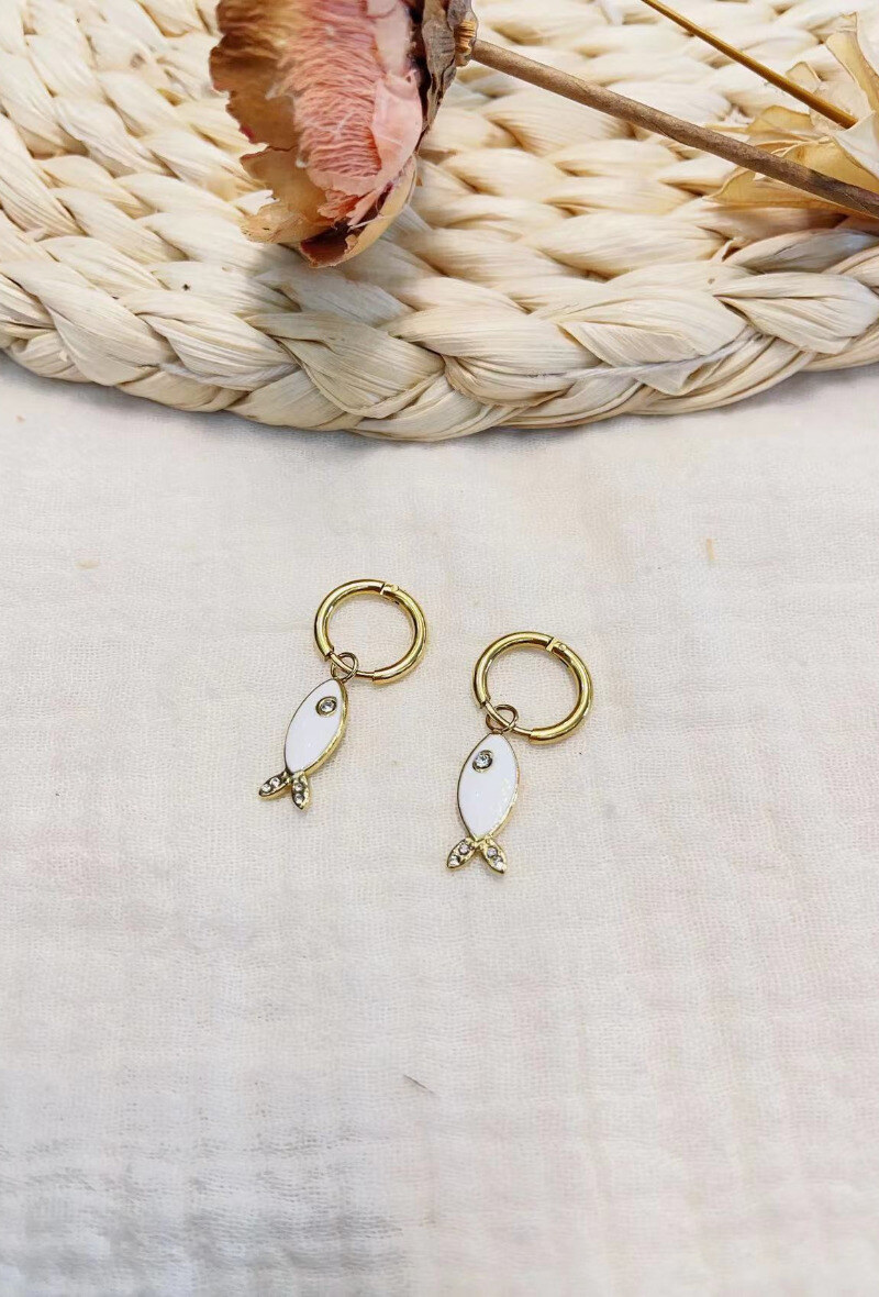 Mayorista Lolilota - Aro mini de pescado esmaltado con estrás