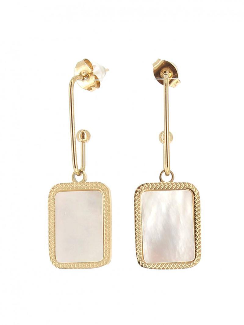 Mayorista Lolilota - Arete con colgante rectangular de nácar