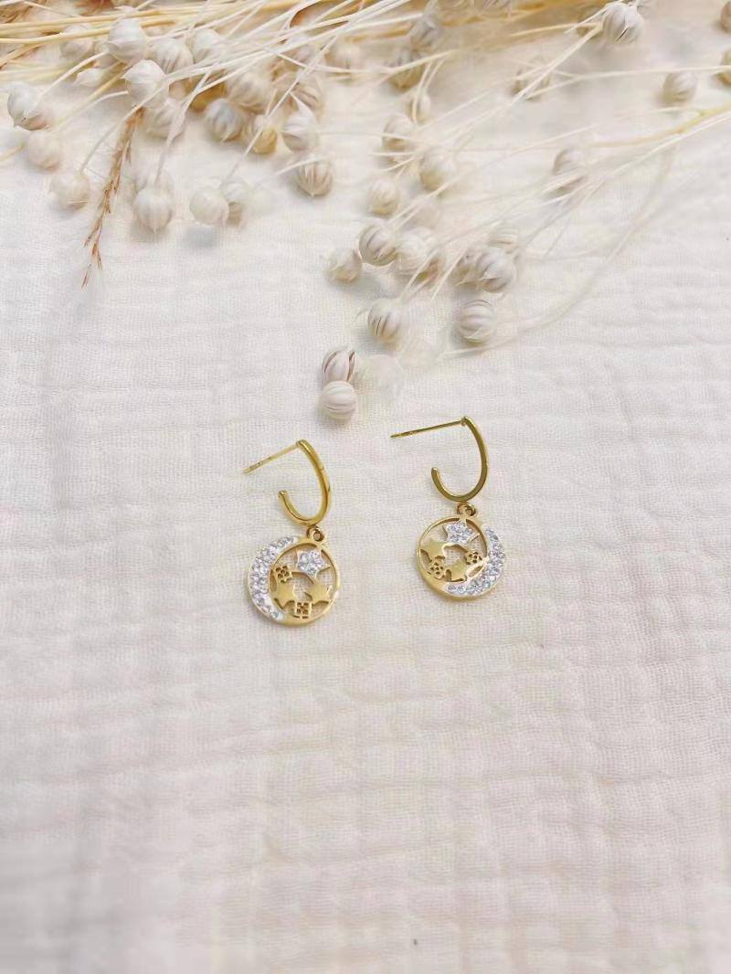 Mayorista Lolilota - Pendiente de estrella y luna con diamantes de imitación