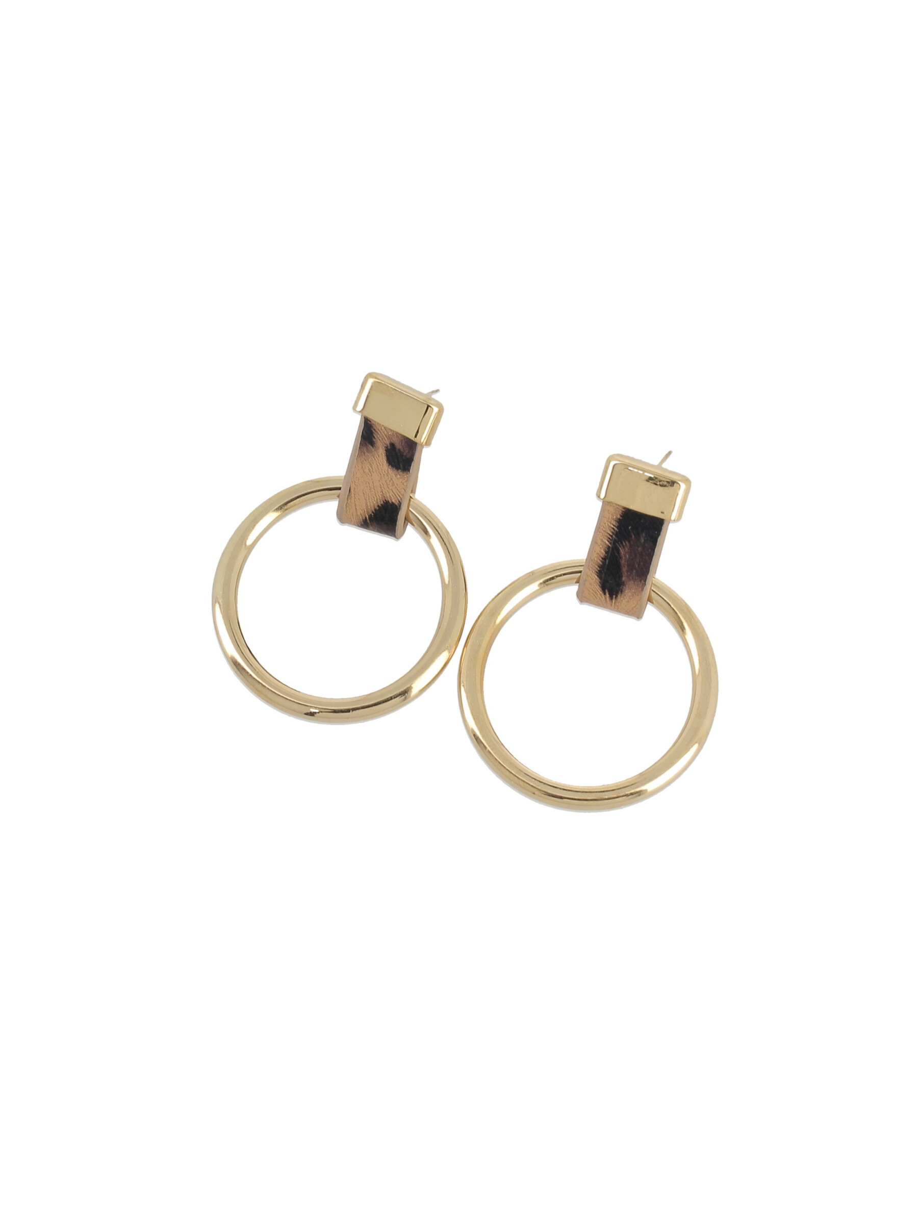 Grossiste Lolilota - Boucle d'oreille simili cuir léopard doré