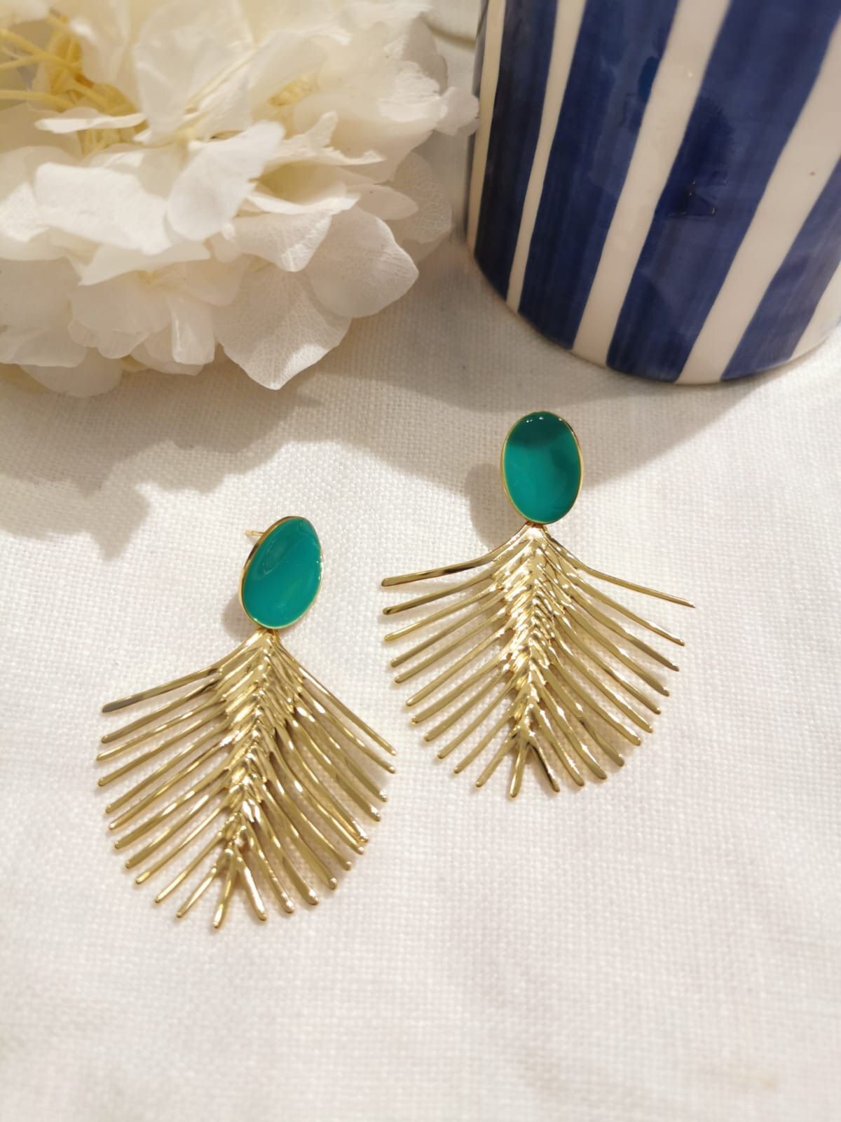 Boucles d'oreilles palmier en argent - Puces d'oreilles palmier argent – Elise et moi