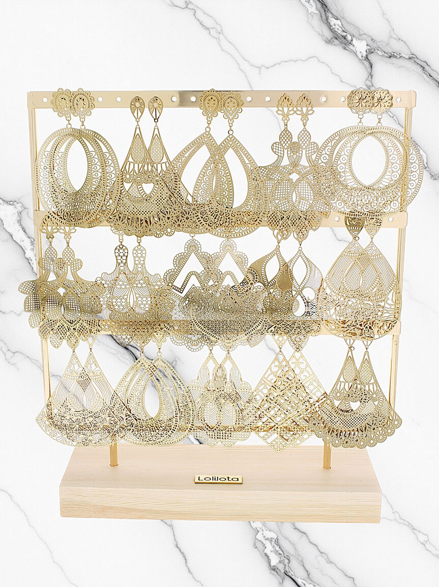 Wholesaler Lolilota - Display of 15 earrings gold