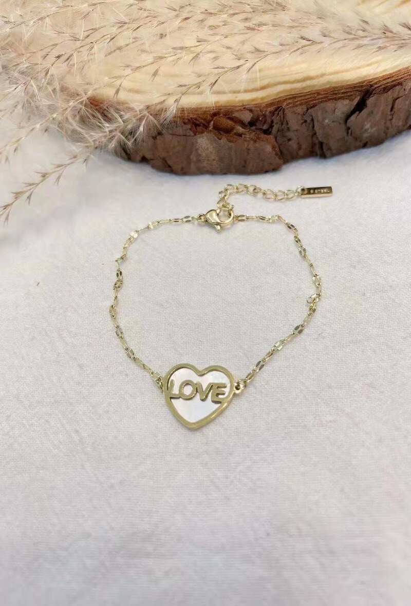 Wholesaler Lolilota - BRACELET HEART LOVE MOTHER OF PEARL