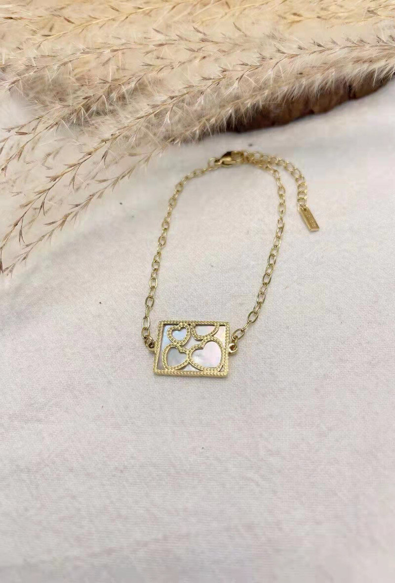 Wholesaler Lolilota - BRACELET HEARTS RECTANGLE MOTHER OF PEARL