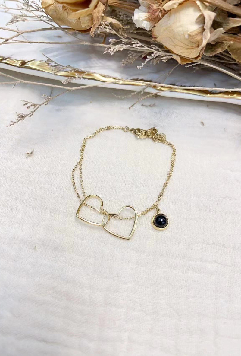 Mayorista Lolilota - Pulsera de doble fila con corazones entrelazados