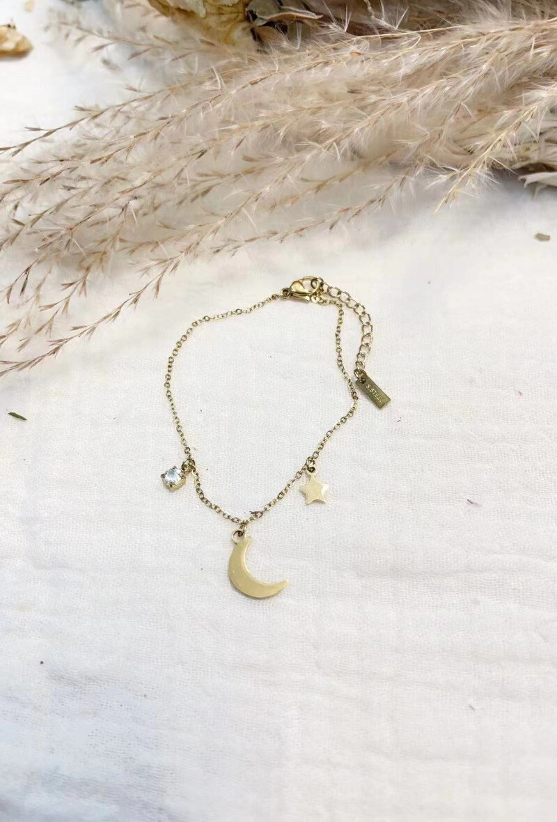 Mayorista Lolilota - Pulsera luna estrella strass
