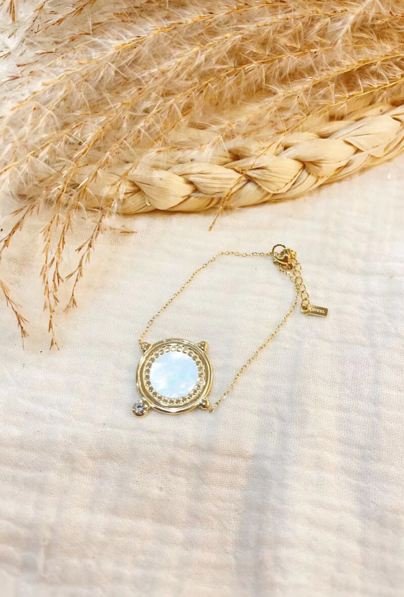 Mayorista Lolilota - Pulsera medallón nácar estrás