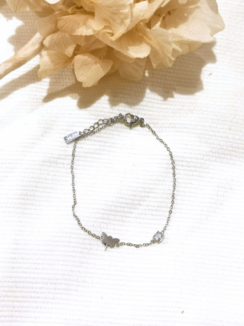 Mayorista Lolilota - Pulsera de libélula con pedrería en acero inoxidable
