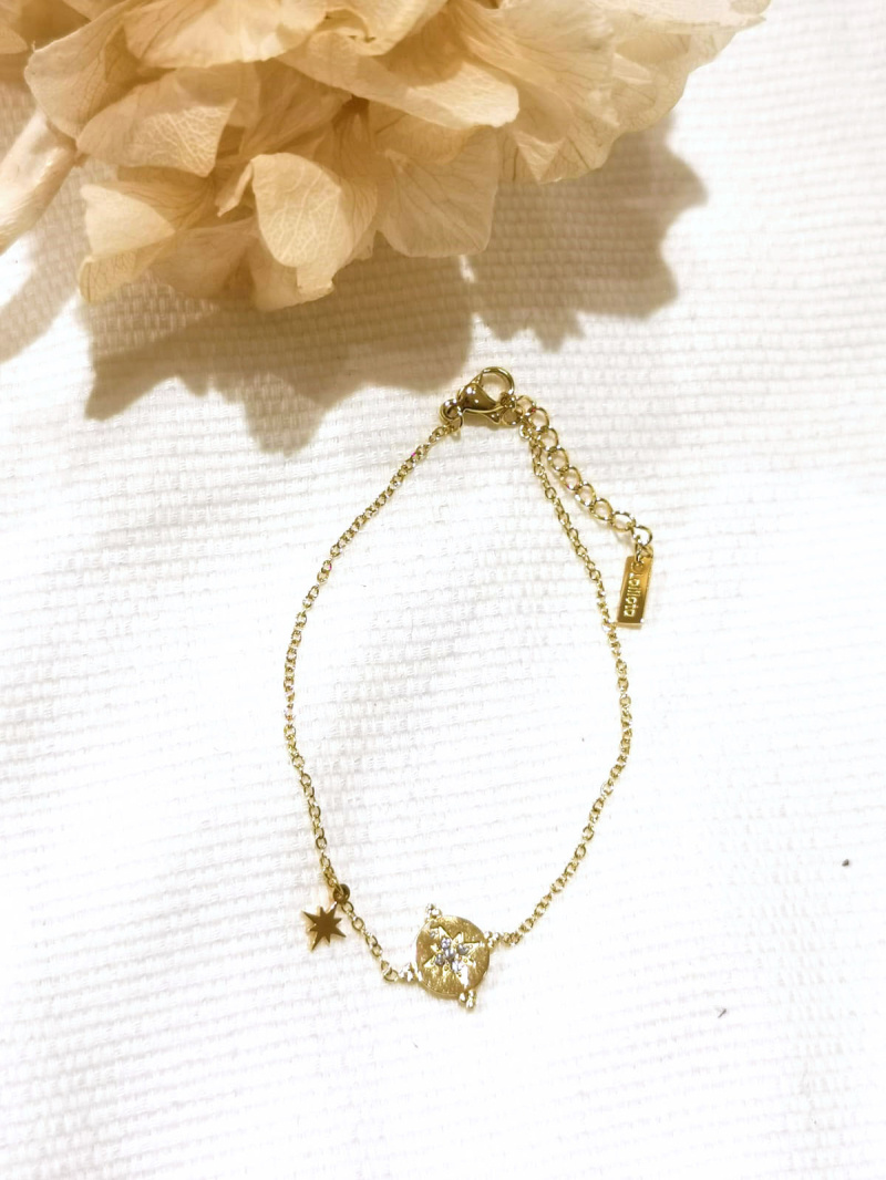 Mayorista Lolilota - Pulsera de estrella con strass y charm de acero inoxidable