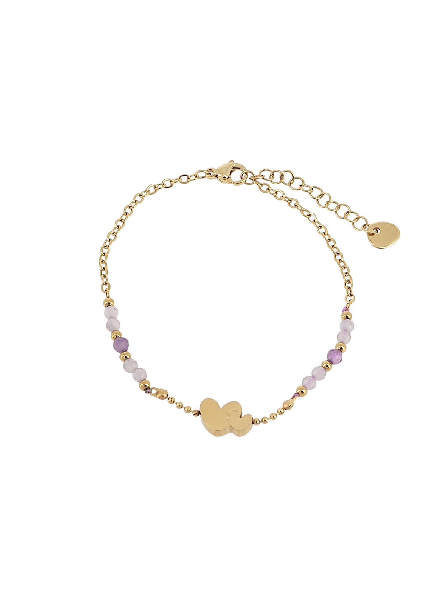 Grossiste Lolilota - bracelet double coeur pierre