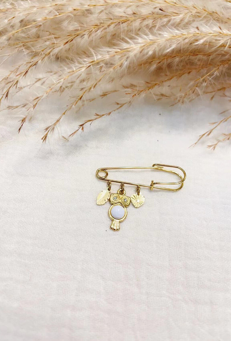 Mayorista Lolilota - Broche de búho de ágata blanca