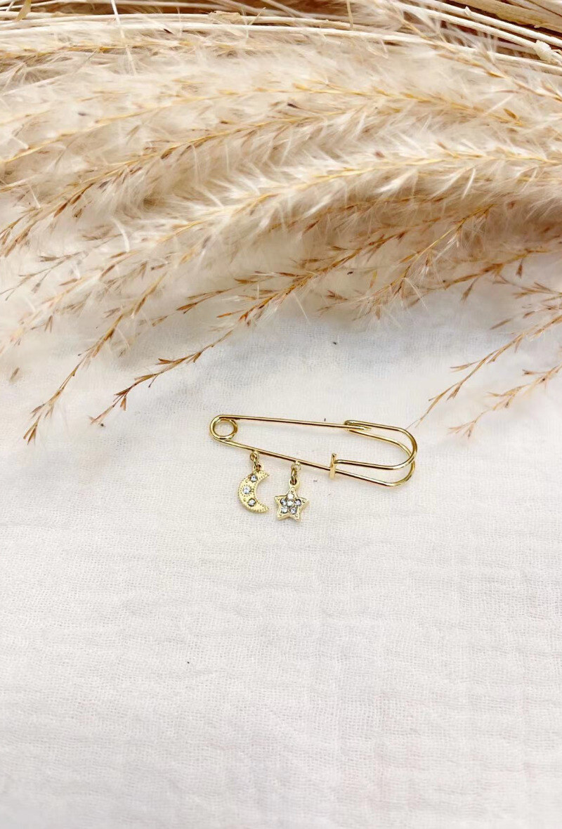 Mayorista Lolilota - Broche de luna y estrella con estrás