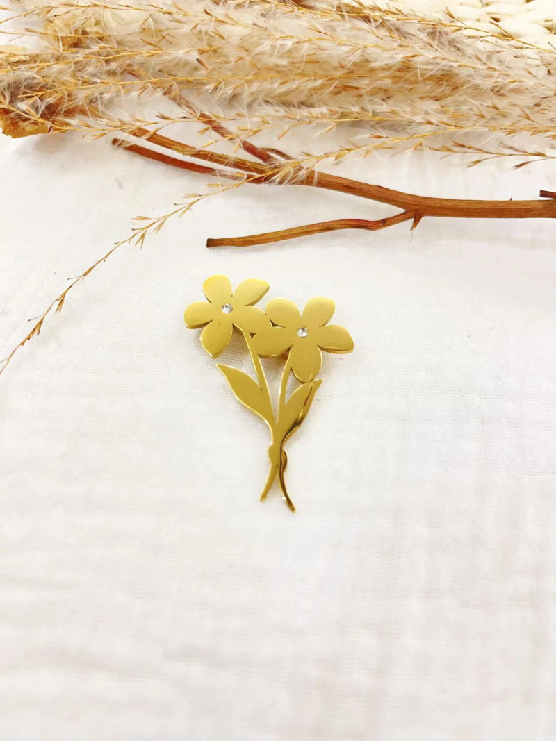 Mayorista Lolilota - Broche de ramo de flores de acero inoxidable