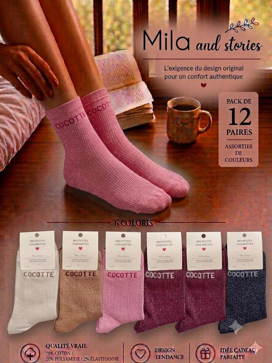 Mayorista Lolilota - Paquete mixto de 12 pares de calcetines de gallina