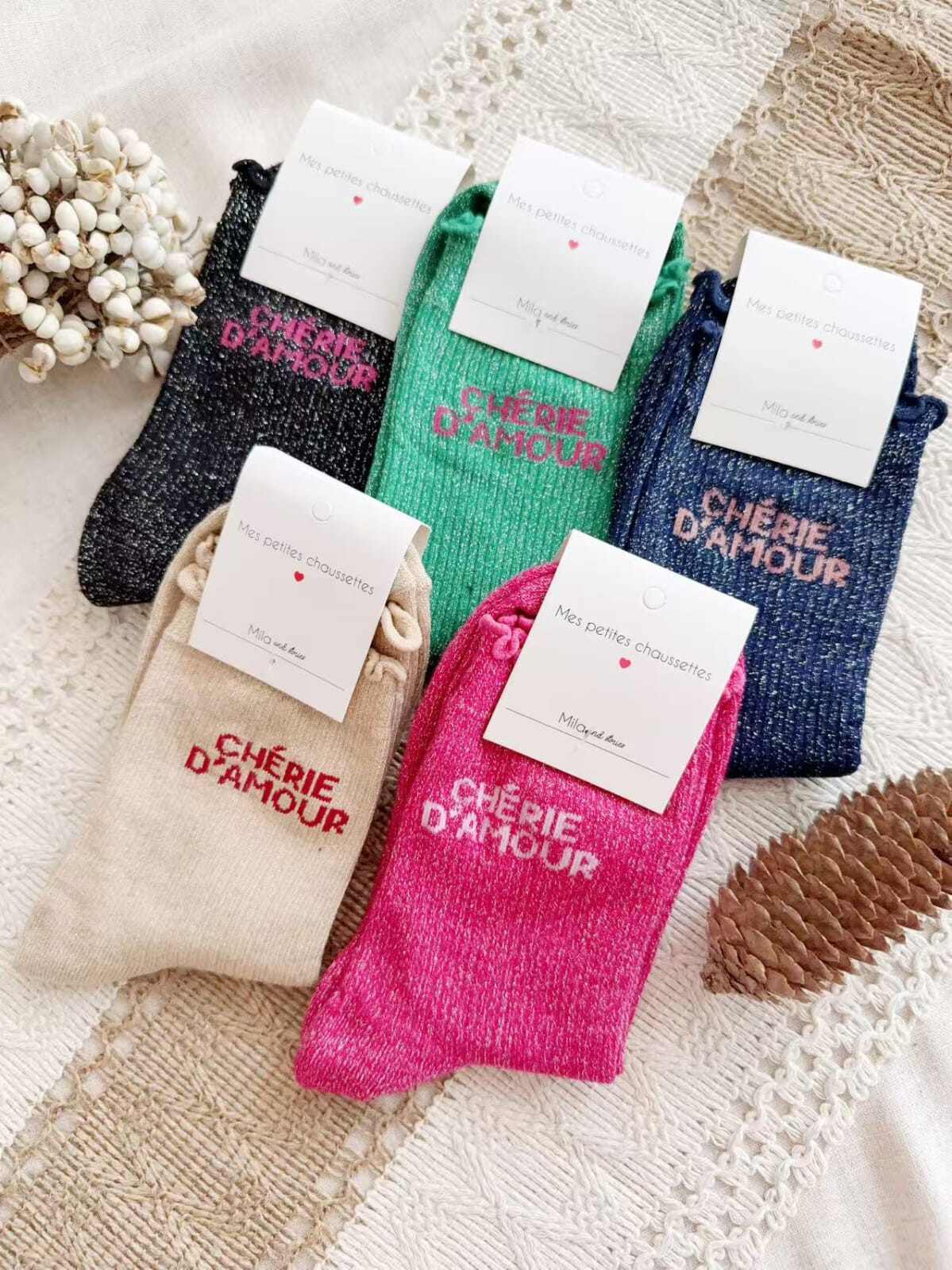 Grossiste Lolilota - Pack de 12 chaussettes Chérie d'amour