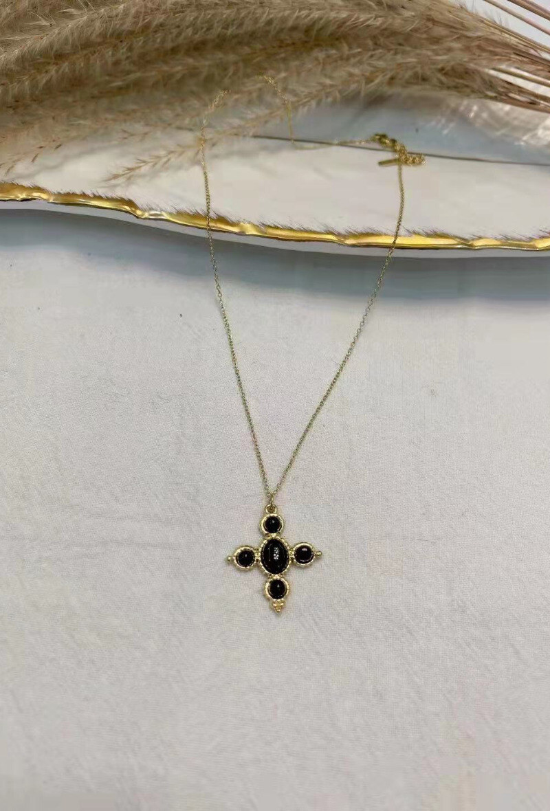 Wholesaler Lolilota - NECKLACE CROSS ANS STONE