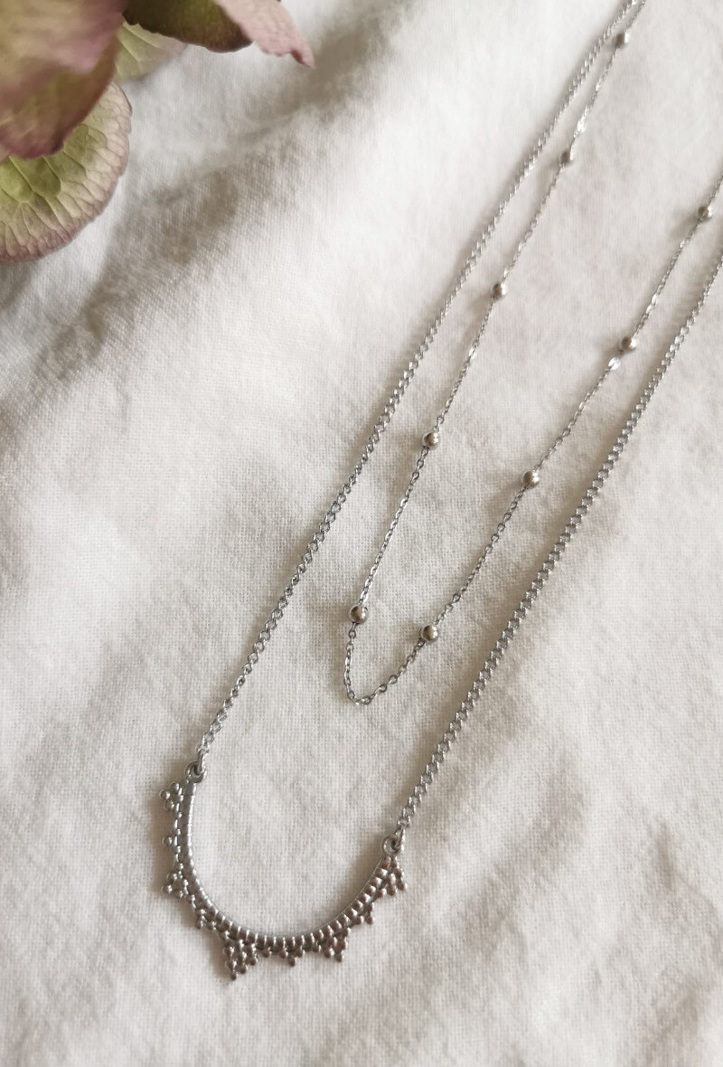 Wholesaler Lolilota - NECKLACE HALF CIRCLES + BEADS