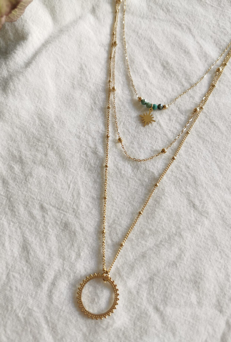 Wholesaler Lolilota - NECKLACE TRIPLE ROWS STONE