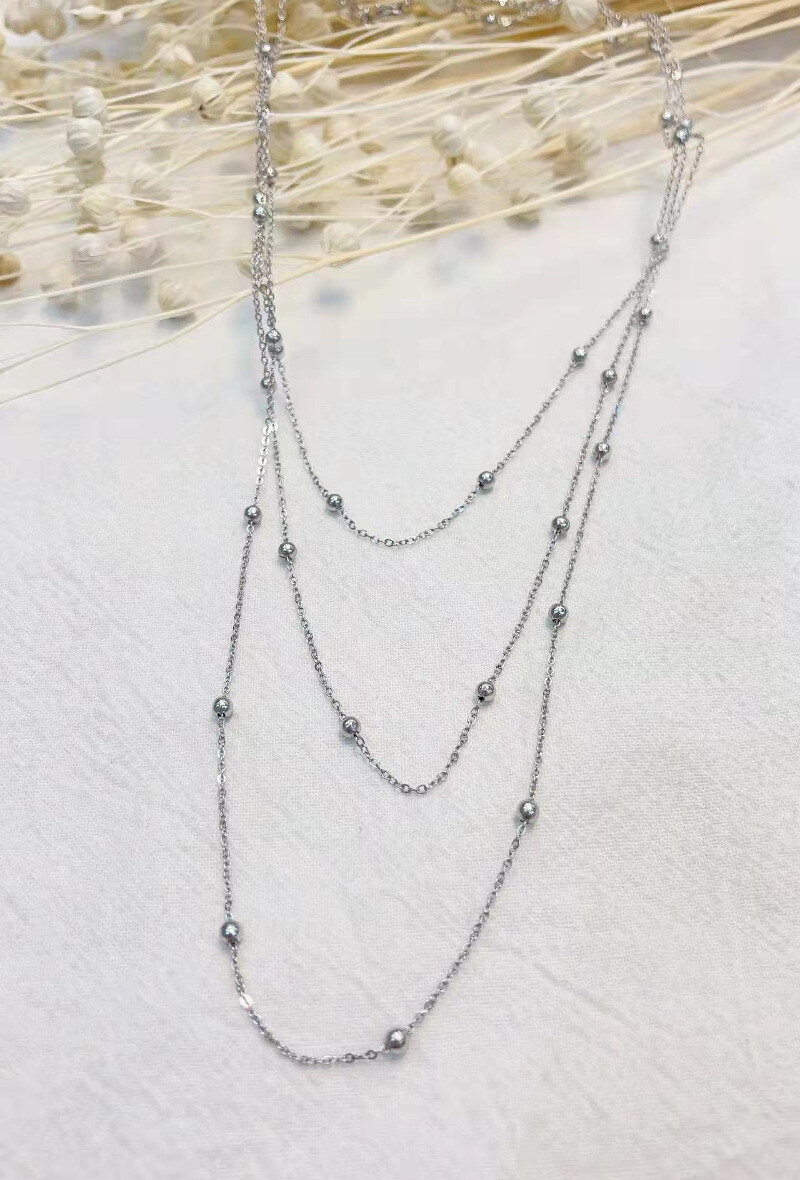 Wholesaler Lolilota - NECKLACE TRIPLE ROW BEADS