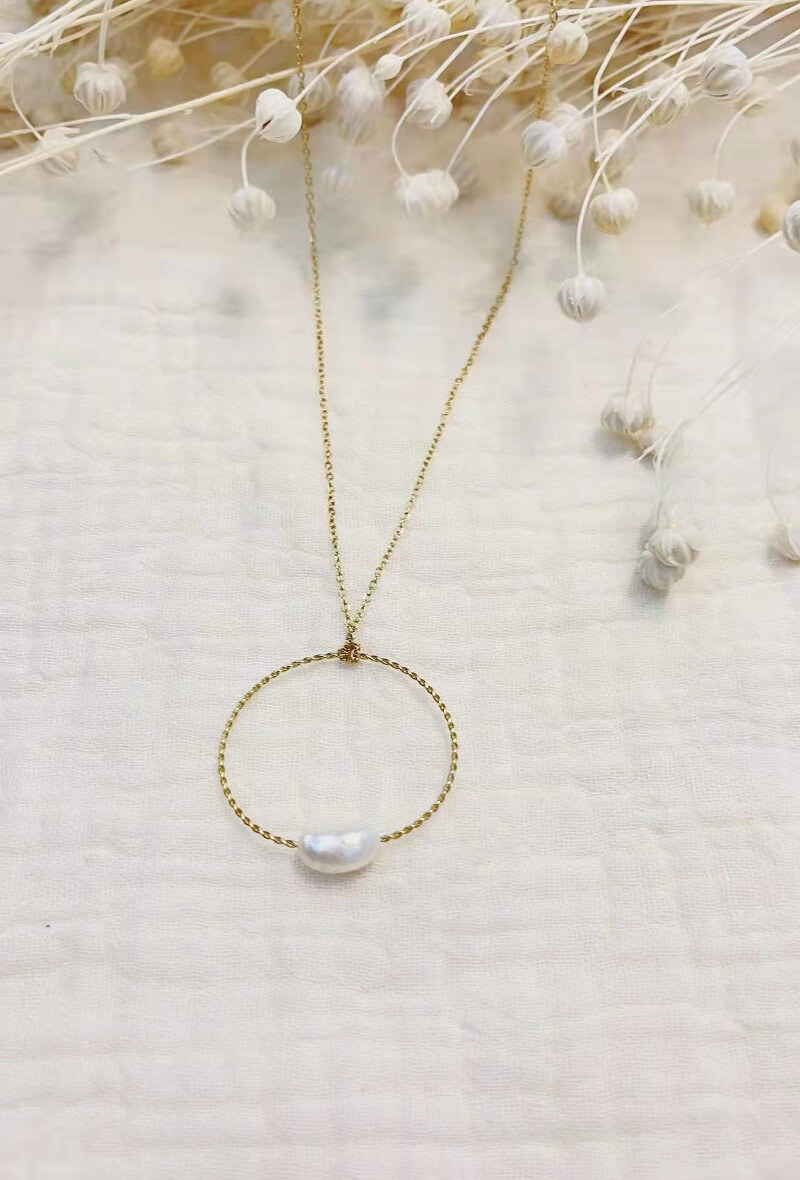 Wholesaler Lolilota - NECKLACE TWISTED CIRCLE PEARL
