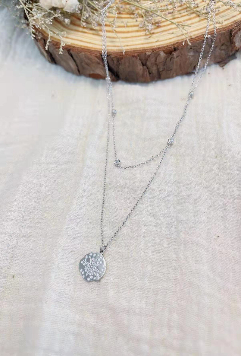 Wholesaler Lolilota - NECKLACE DOUBLE ROW HAMMERED STAR