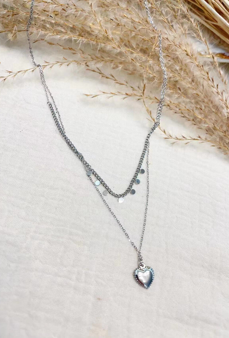 Wholesaler Lolilota - Necklace double row heart