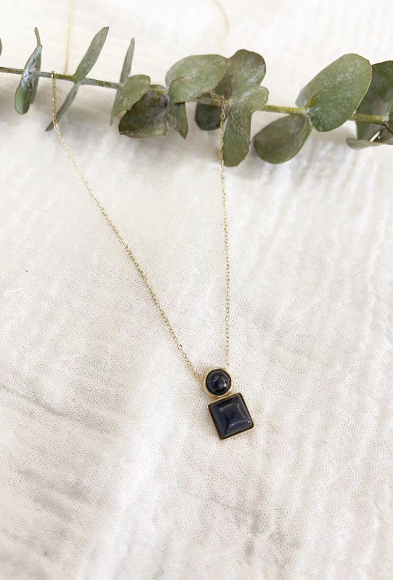Mayorista Lolilota - Collar geométrico de piedra dorada