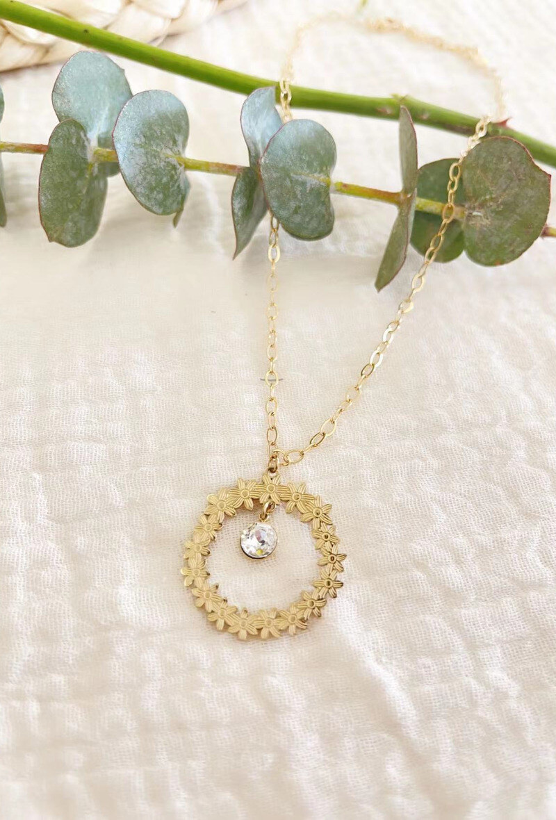 Mayorista Lolilota - Collar corona de flores con strass