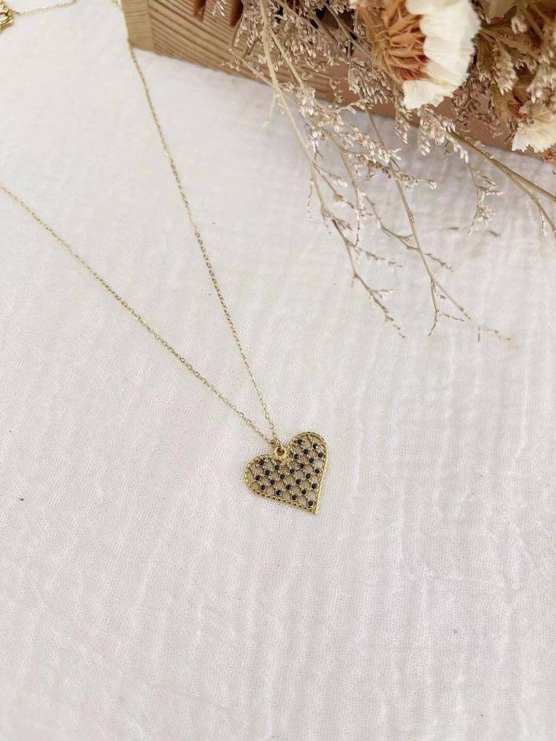 Mayorista Lolilota - Collar de corazón de diamantes de imitación negros