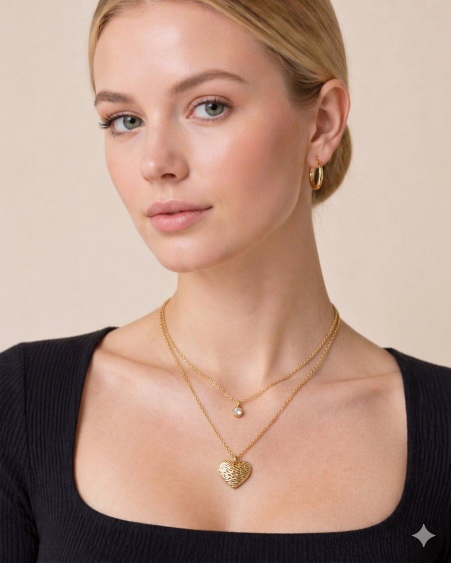 Mayorista Lolilota - Collar de diamantes de imitación de doble hilera de corazón cruzado