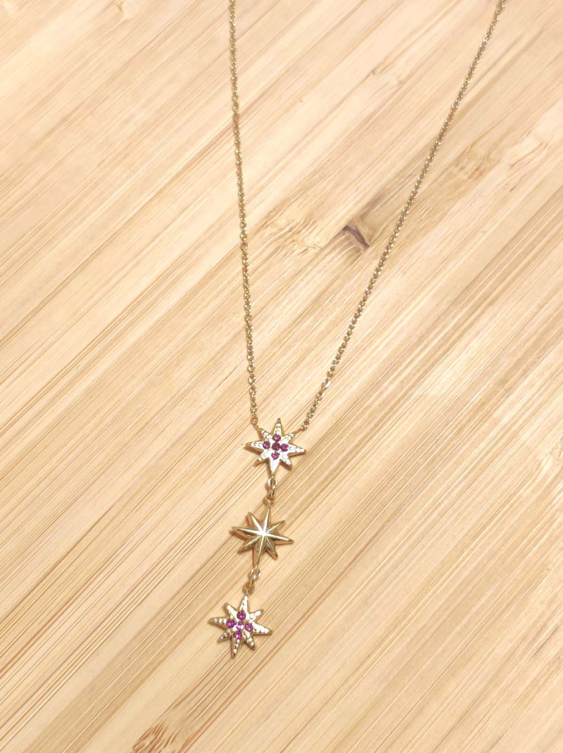 Mayorista Lolilota - Collar en forma de Y con triple estrella y strass