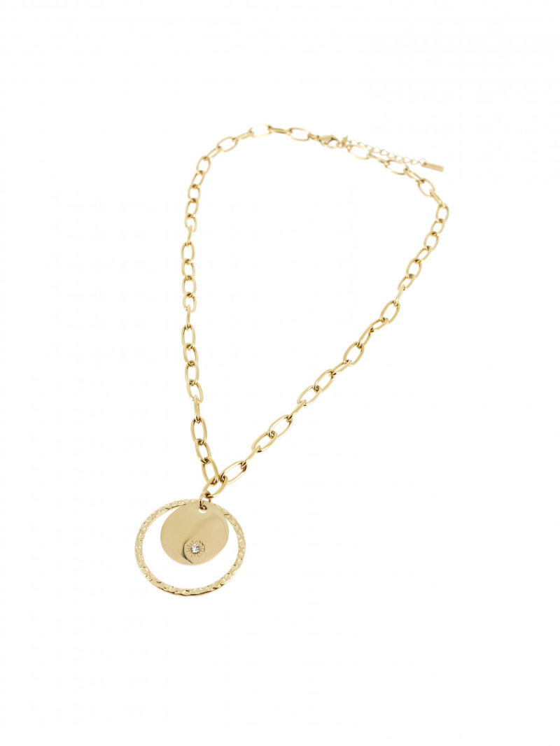 Mayorista Lolilota - Collar de cadena circular de acero con strass