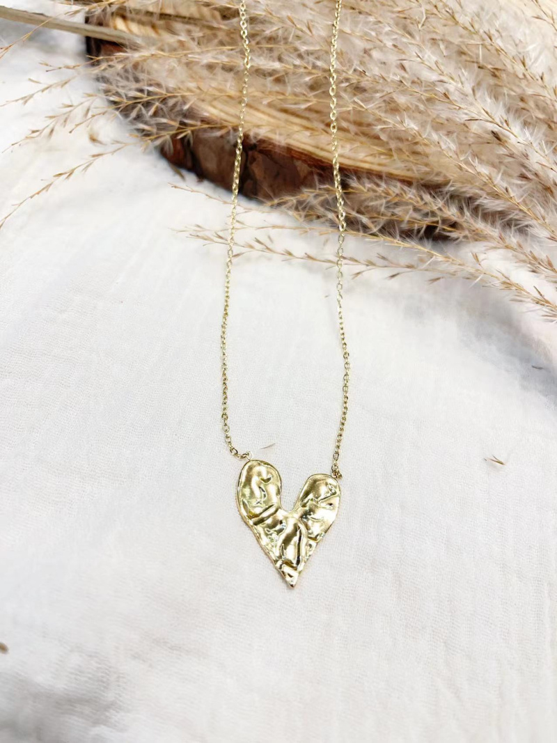 Mayorista Lolilota - Collar de corazón de acero martillado