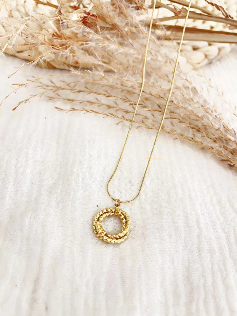 Mayorista Lolilota - Collar de acero martillado con múltiples círculos