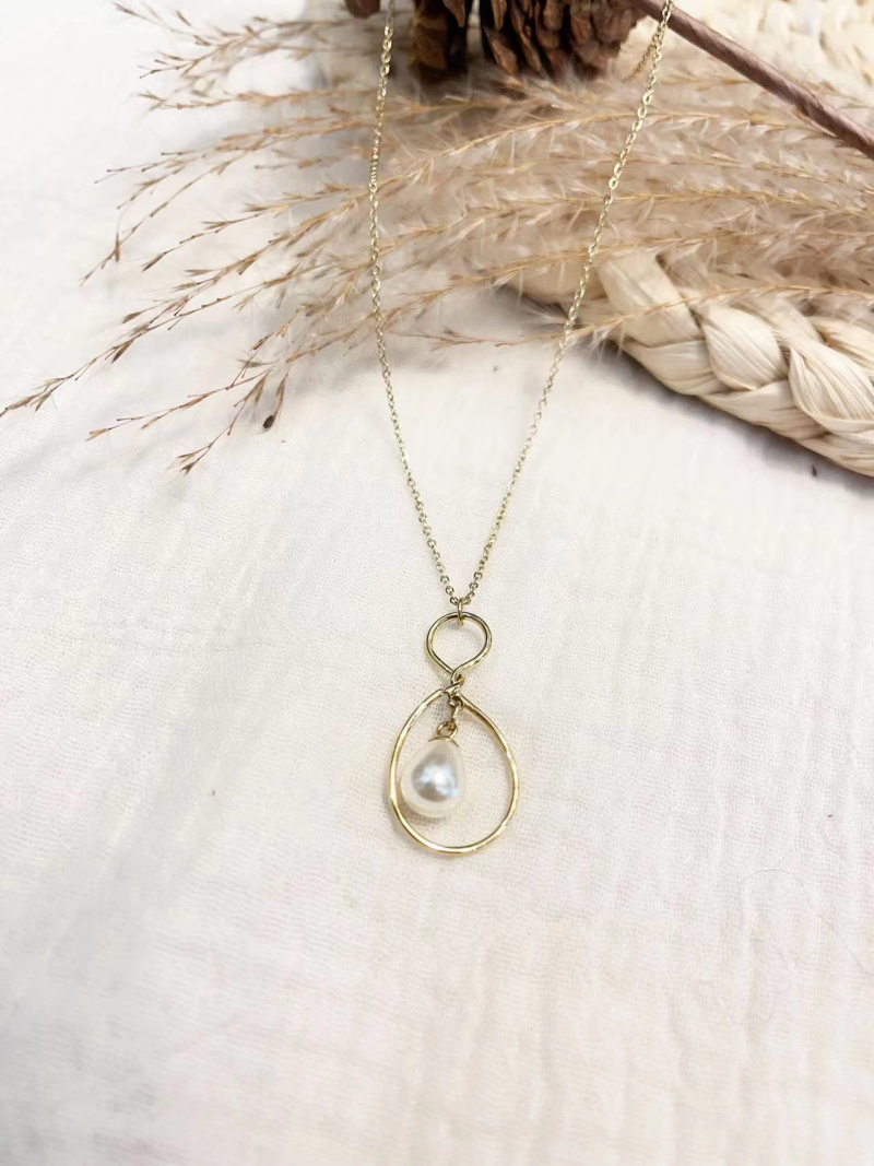 Wholesaler Lolilota - Steel pearl drop necklace