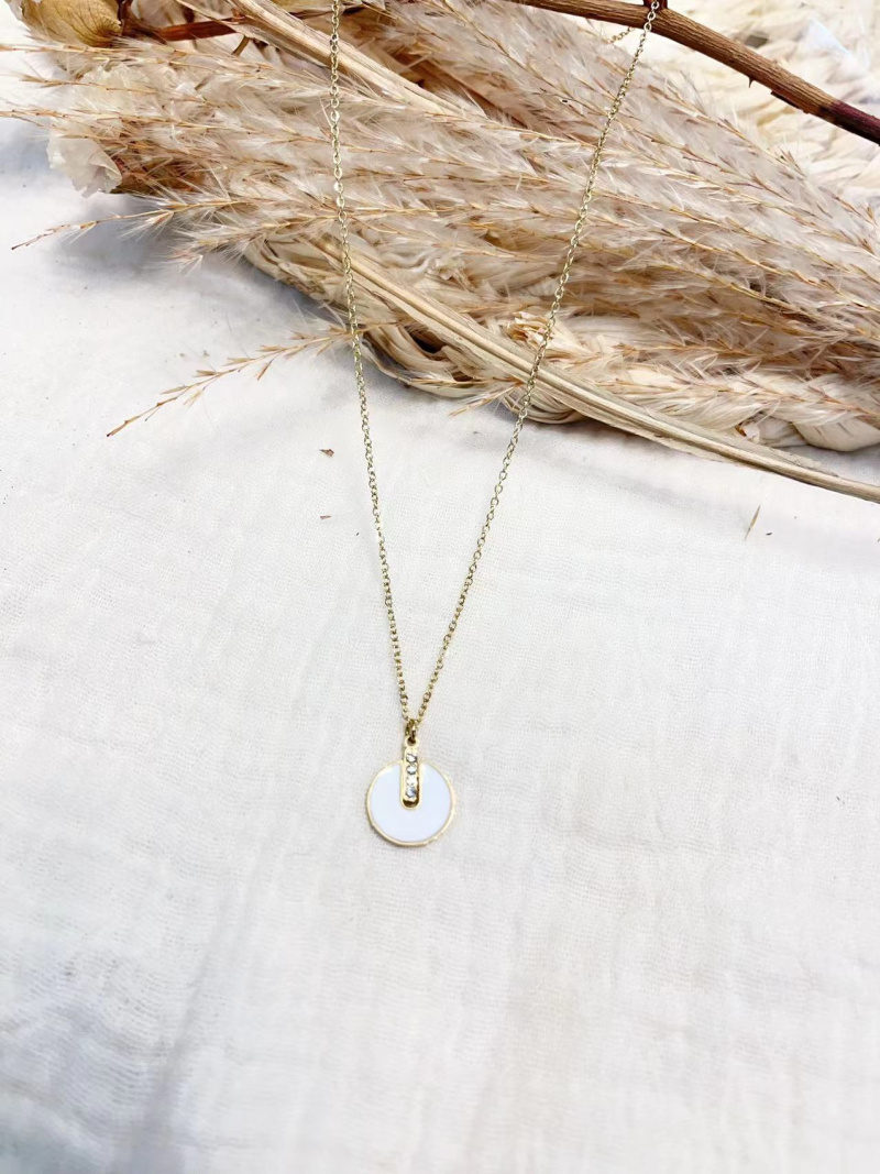 Wholesaler Lolilota - Steel white rhinestone and enamel necklace