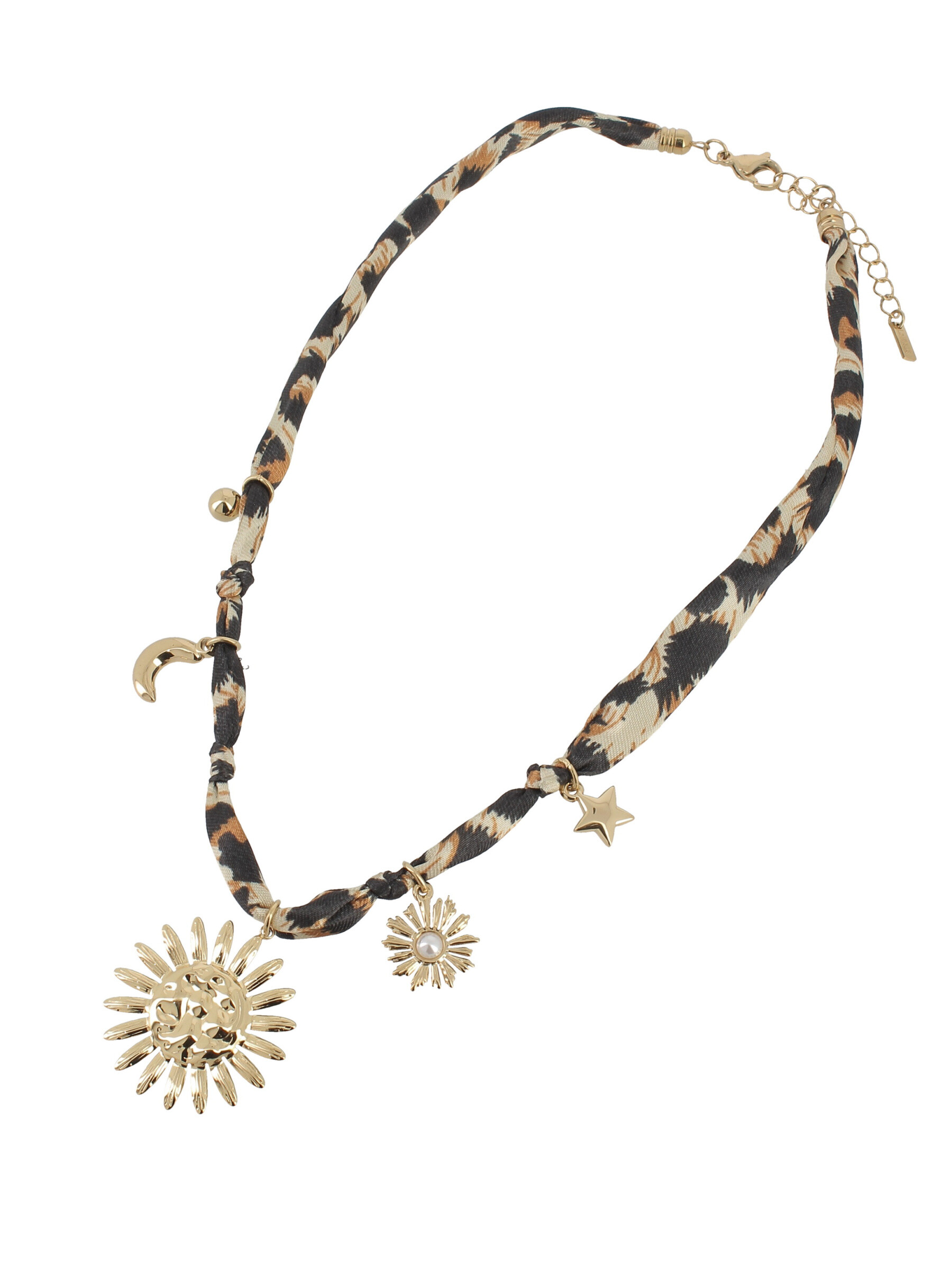 Grossiste Lolilota - Collier fleur léopard doré