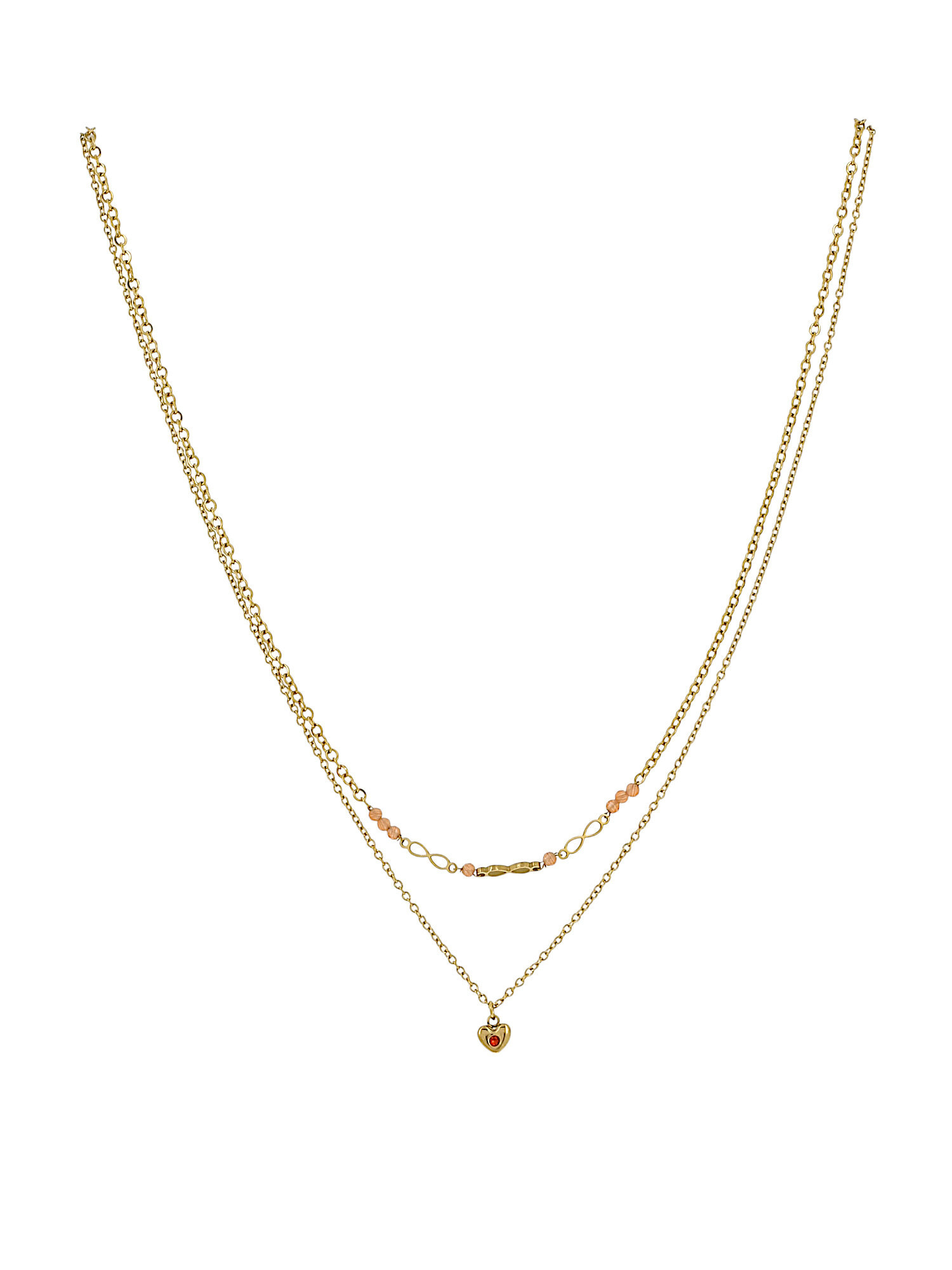 Grossiste Lolilota - collier double rang coeur pierre et strass