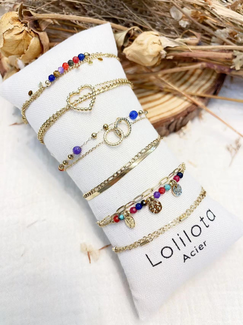 Wholesaler Lolilota - Set of 6 bracelets double row heart