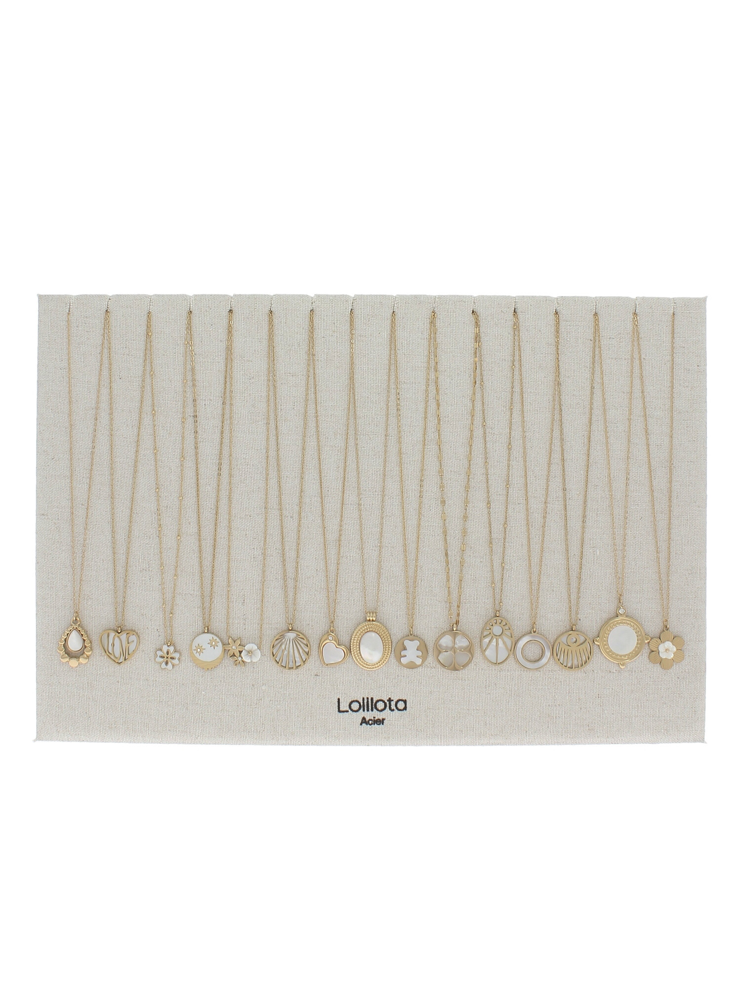 Wholesaler Lolilota - Display of 15 pink gold necklaces
