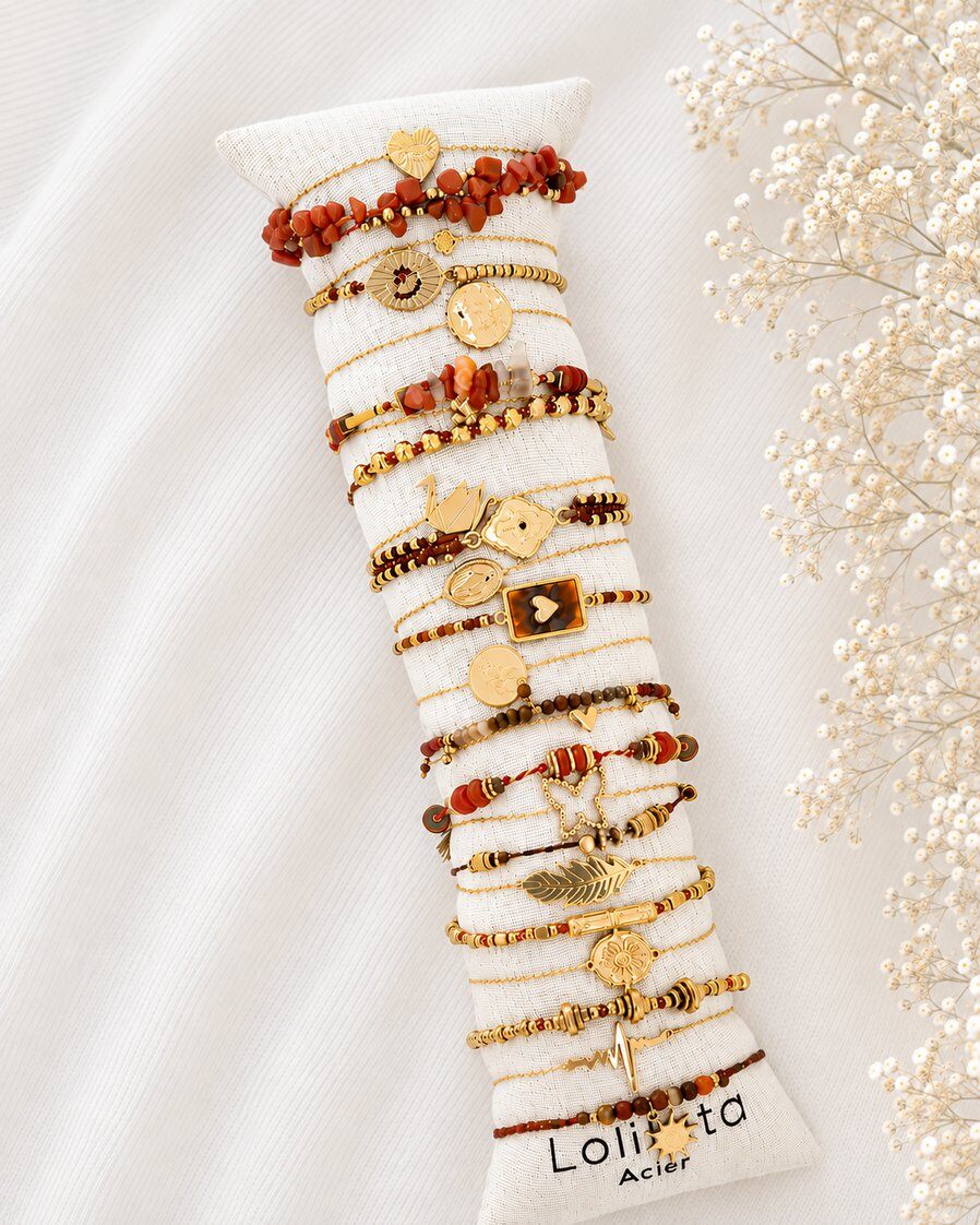 Wholesaler Lolilota - Set of 24 orange and gold bracelets