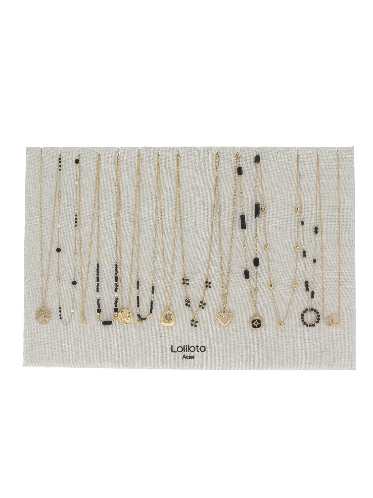 Wholesaler Lolilota - Display of 15 pink gold necklaces