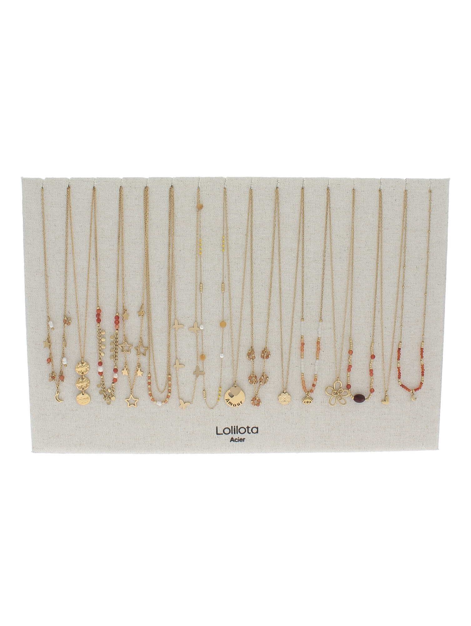 Wholesaler Lolilota - Display of 15 pink gold necklaces
