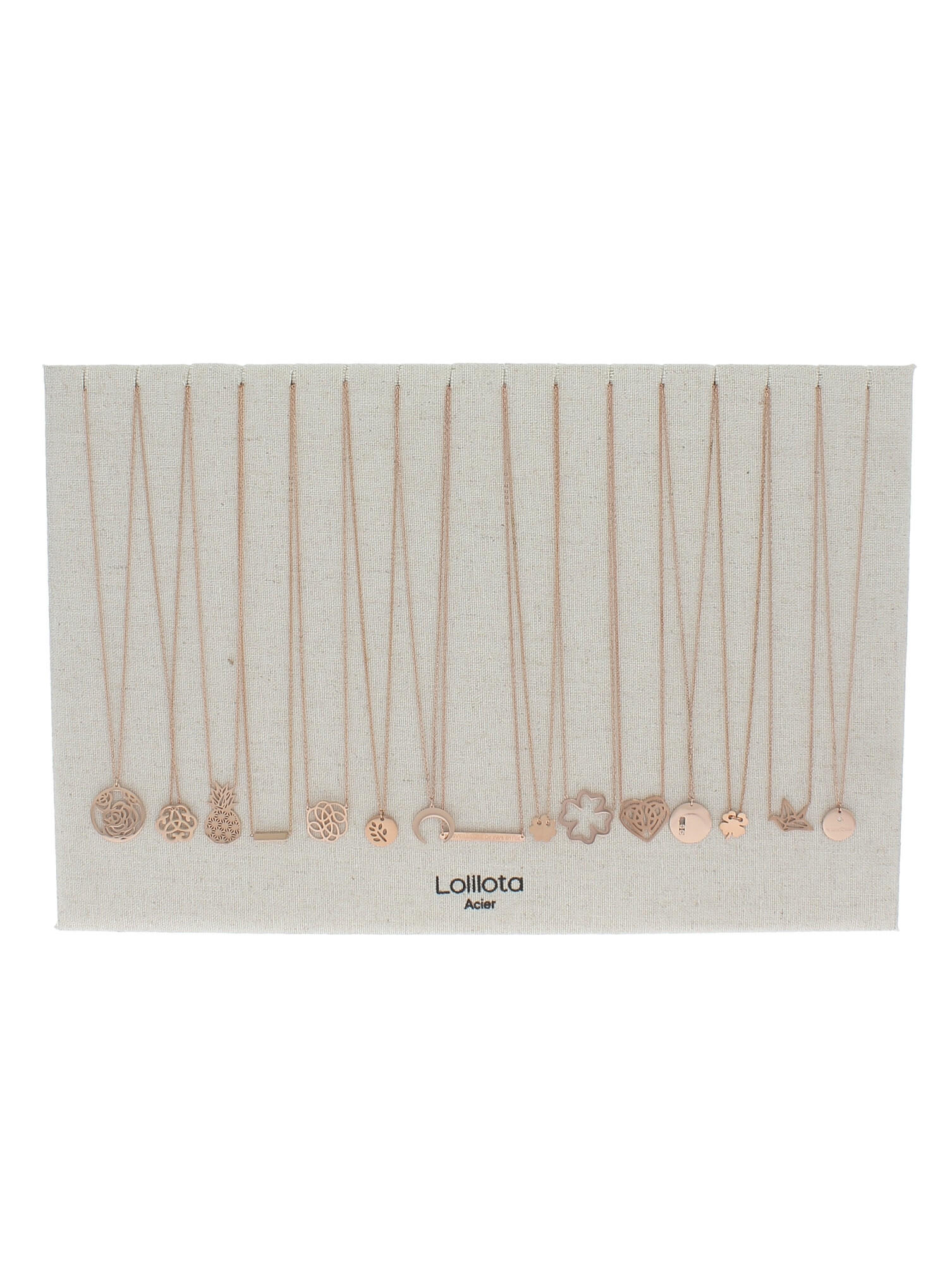 Wholesaler Lolilota - Display of 15 pink gold necklaces