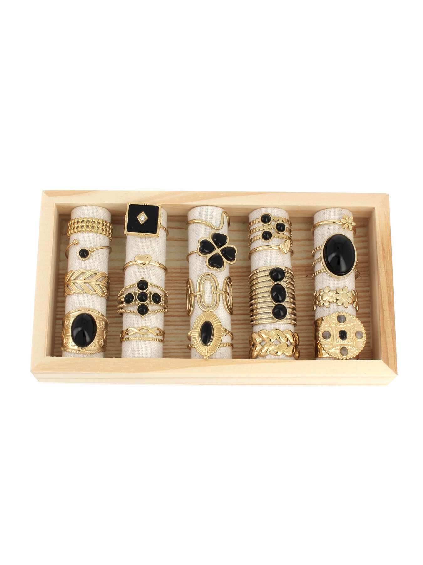 Wholesaler Lolilota - 36 black golden rings display