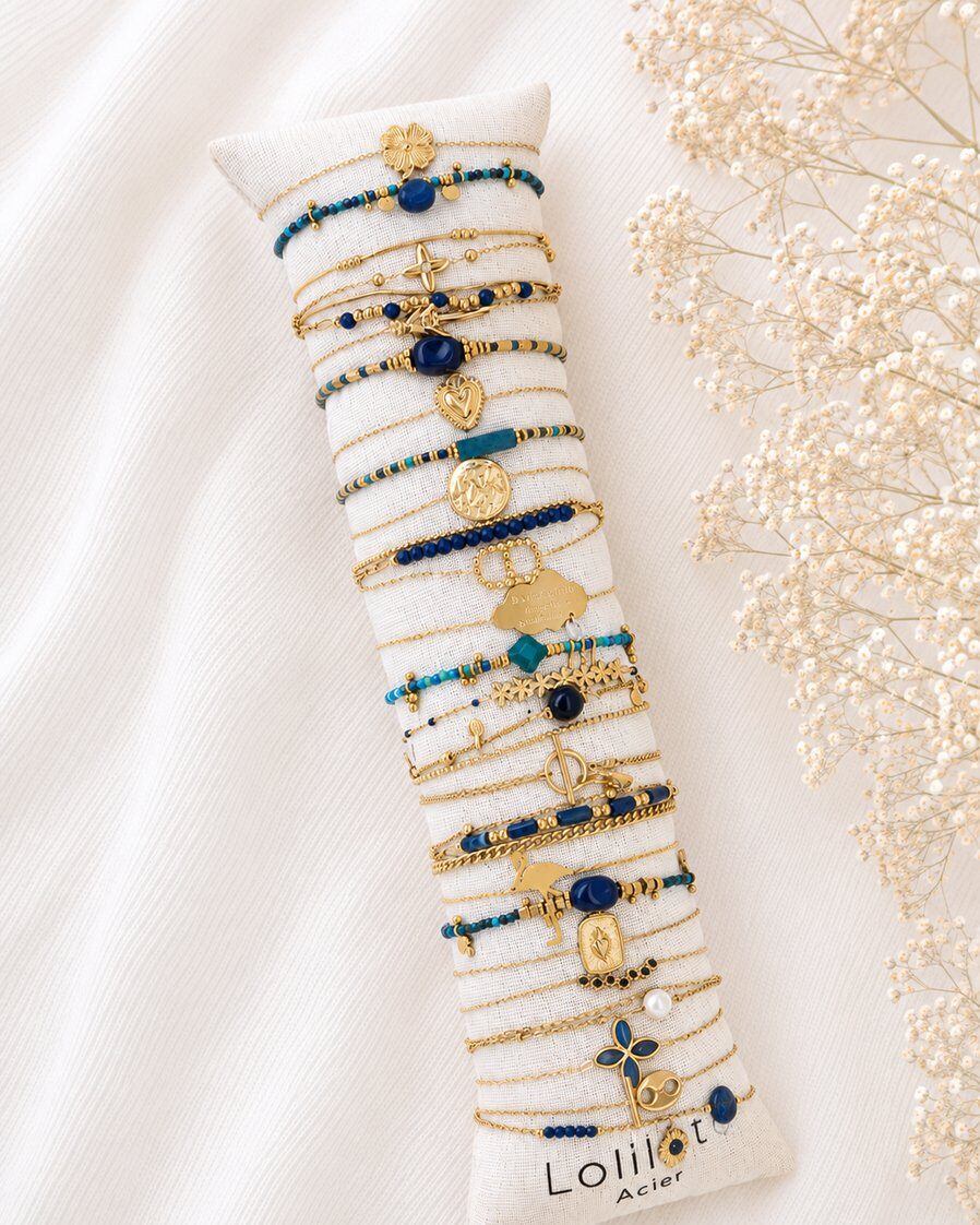 Wholesaler Lolilota - Set of 24 blue and gold bracelets