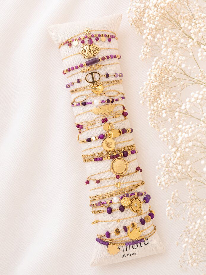 Wholesaler Lolilota - Set of 24 purple and gold bracelets