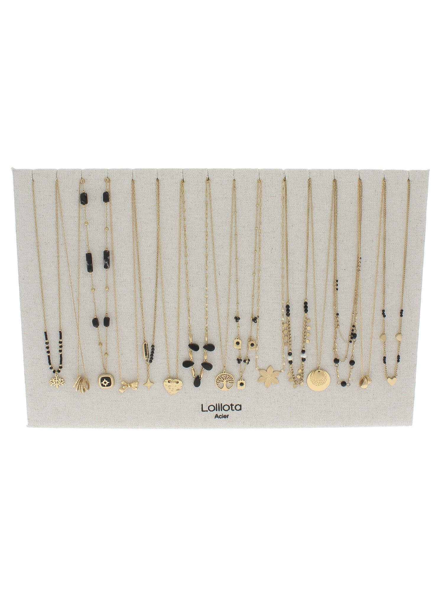 Wholesaler Lolilota - Display of 15 pink gold necklaces