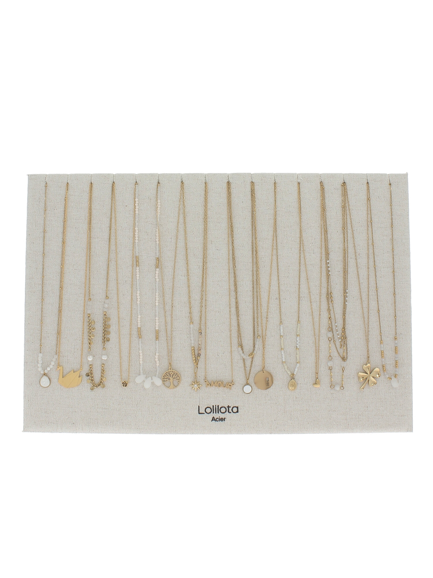 Wholesaler Lolilota - Display of 15 pink gold necklaces
